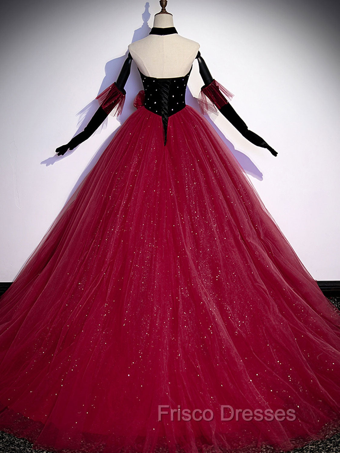 Burgundy Tulle Long Formal Prom Dress A line Burgundy Graduation Dress