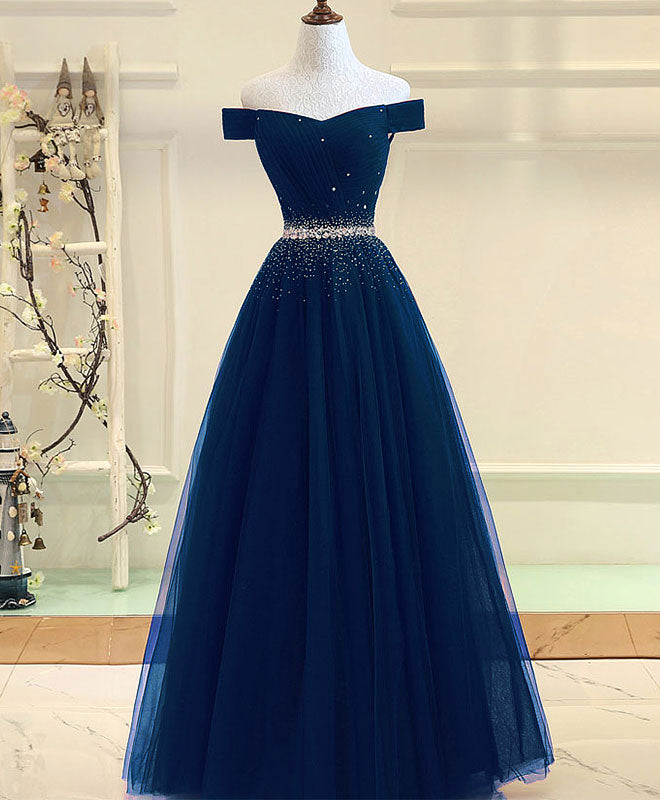Burgundy Tulle Off Shoulder Long Prom Dress, Burgundy Evening Dress