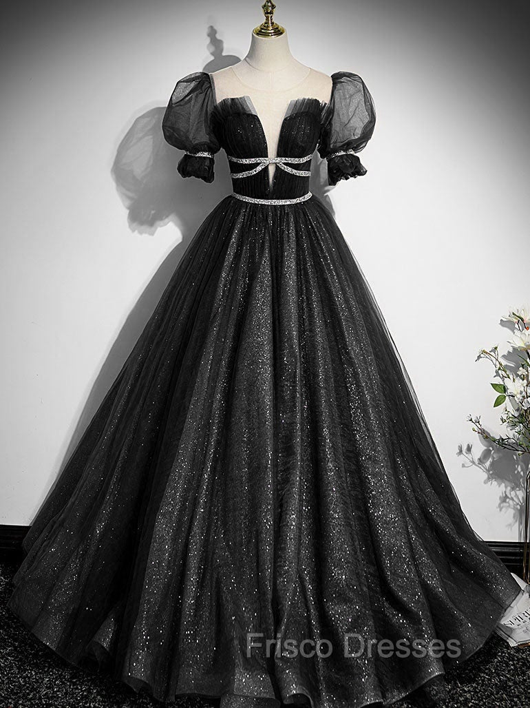 Burgundy Tulle Sequin Long Formal Prom Dress, Burgundy Formal Evening Dress