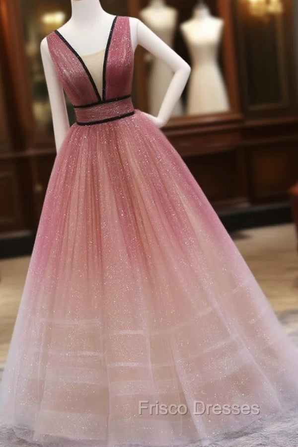Burgundy V Neck Tulle Long Formal Prom Dress Burgundy Long Evening Dress
