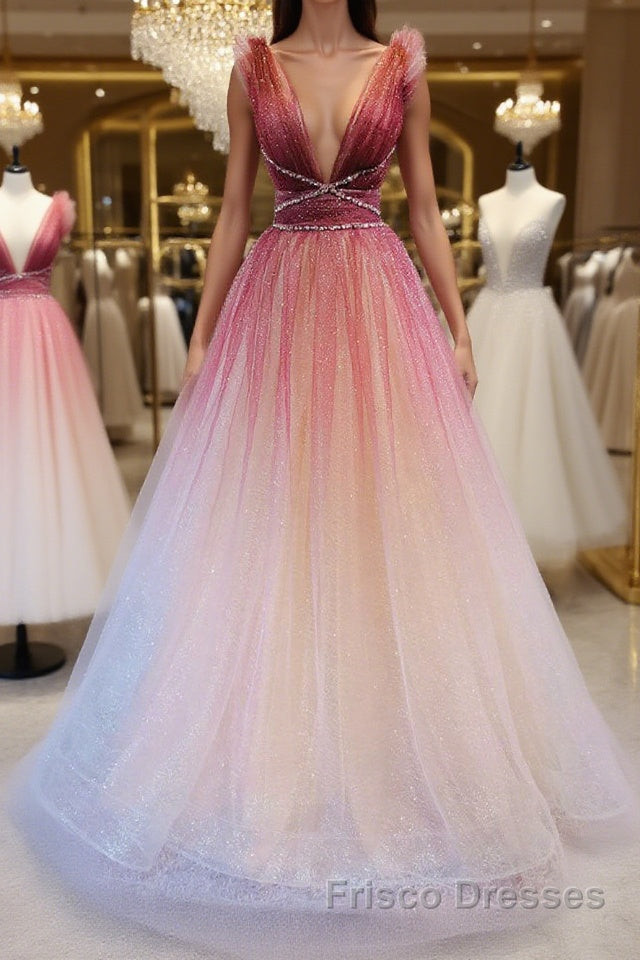 Burgundy v neck tulle sequin long Formal Prom Dresses burgundy evening Dresses