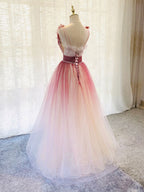 Burgundy V Neck Tulle Sequin Long Prom Dress Burgundy Formal Dress