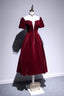 Burgundy Velvet Short Formal Prom Dress, Cute A-Line Party Dress