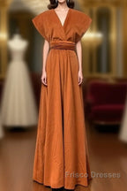 Burnt Orange Satin Multi-Way Bridesmaid Dress