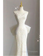 Buyishang Wedding Dress A-Line Notch lapel collar Long Sleeve Court Train Satin Bridal Gowns With Solid Color