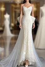 Buyishang Wedding Dress A-Line Notch lapel collar Long Sleeve Court Train Satin Bridal Gowns With Solid Color