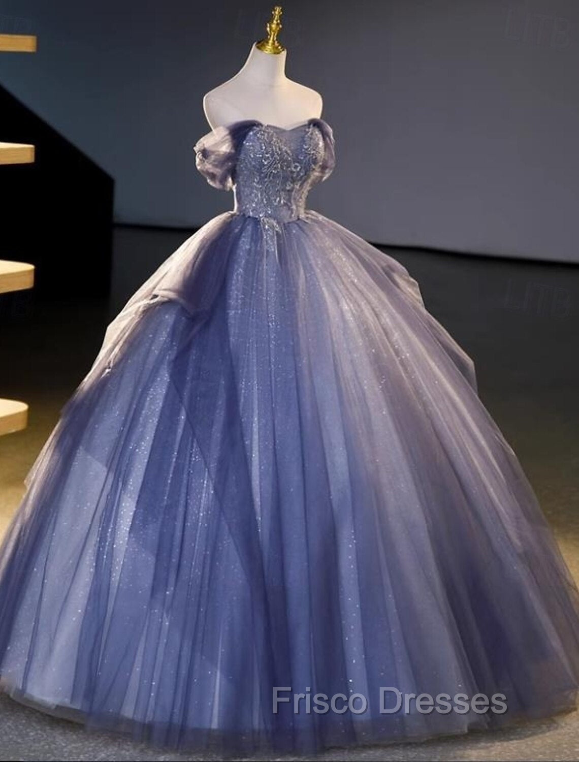 Buyishang Wedding Dress Ball Gown Off Shoulder Short Sleeve Floor Length Organza Bridal Gowns With Beading Secondary image