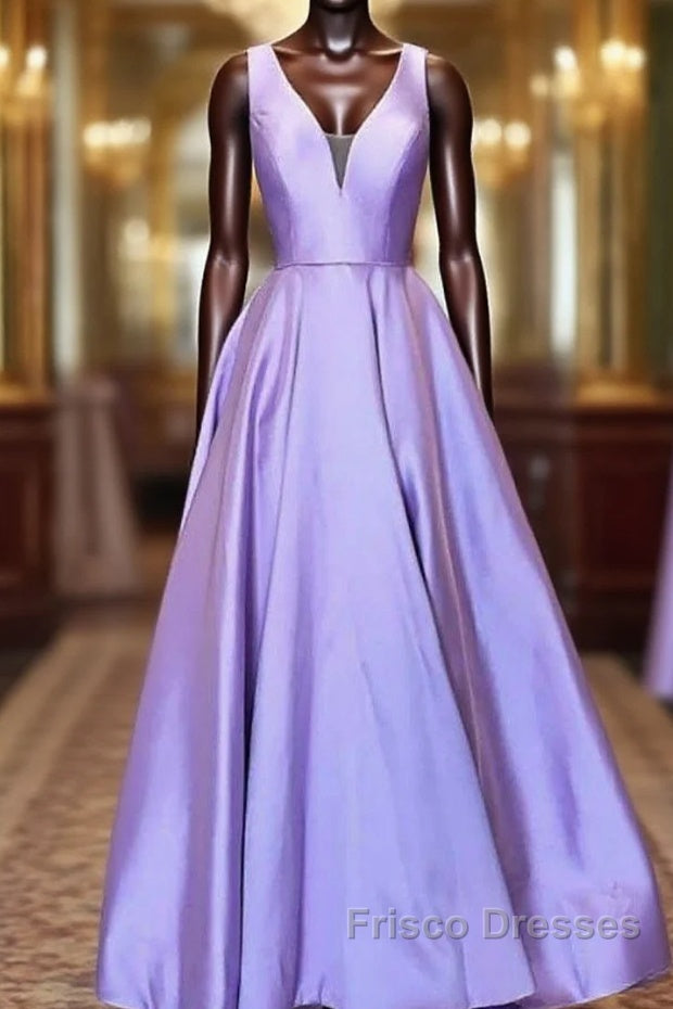 Simple Purple Satin Long Formal Prom Dress Purple Formal Dress, Graduation School Party Gown Main image