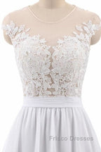 Cap Sleeve Appliques Chiffon A-line Wedding Dress