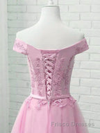 Cap Sleeves Short Pink Lace Formal Prom Dresses, Short Pink Lace Formal Bridesmaid Dresses