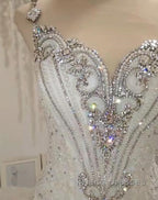 Cap Sleeves Sparkle Diamond Fit and Flare Wedding Dress Online