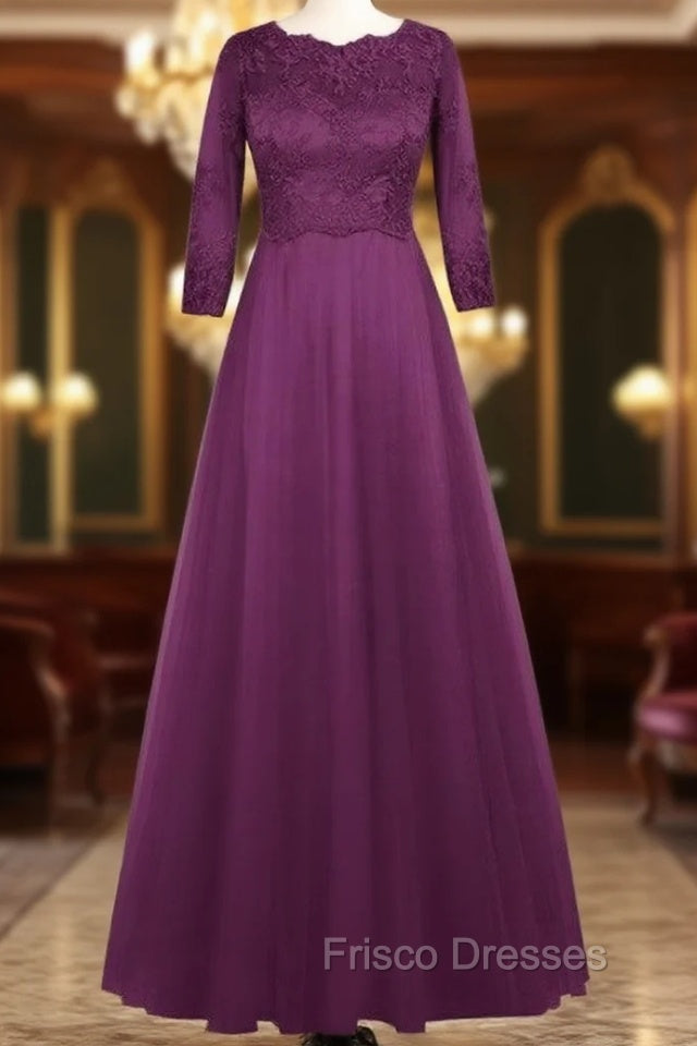 Casual Scoop Neck Half Sleeve Lace Tulle A-Line Mother of the Groom Dress