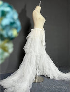 Casual Wedding Dresses A-Line Separates Separates Court Train Tulle Overskirts Bridal Gowns With Solid Color