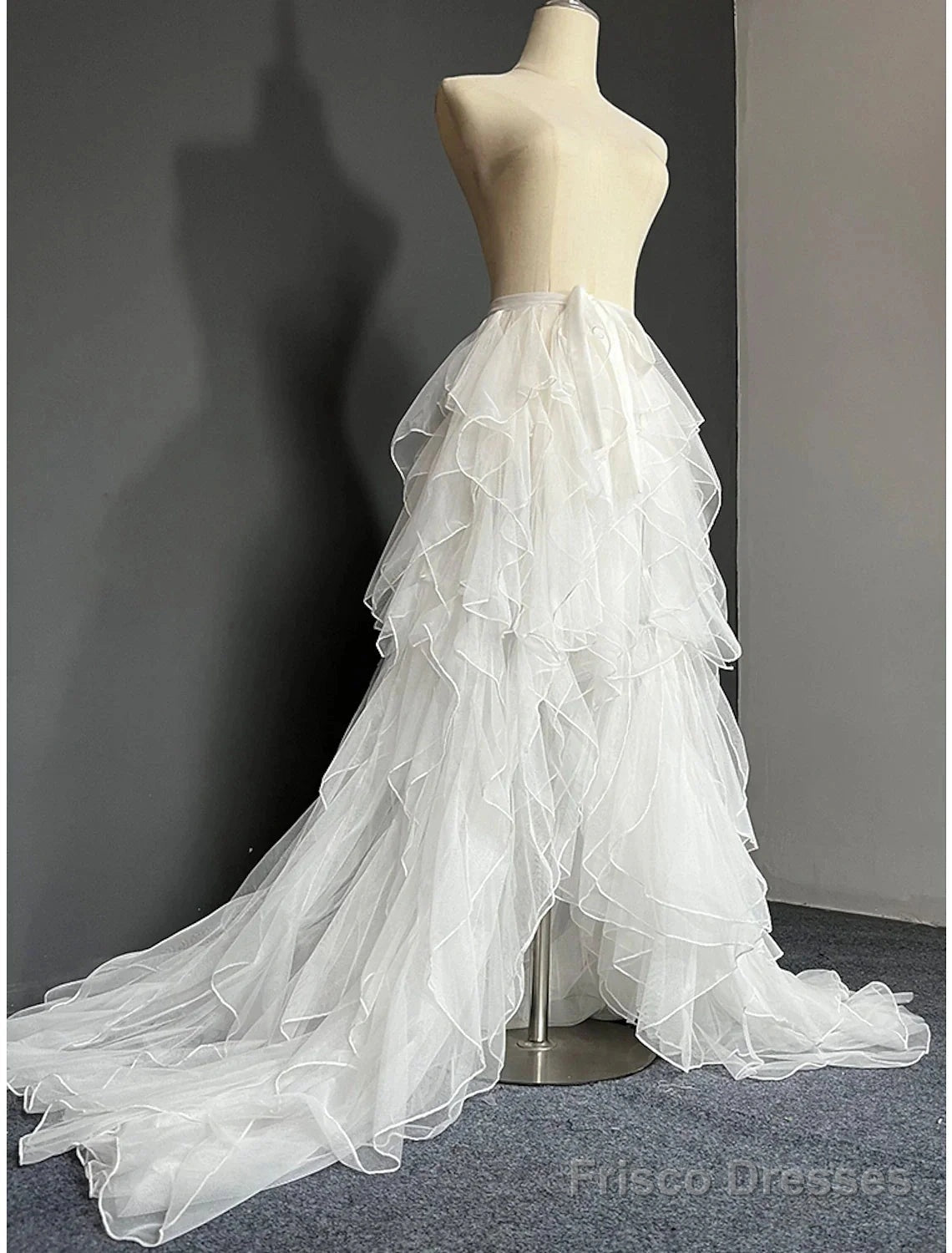 Casual Wedding Dresses A-Line Separates Separates Court Train Tulle Overskirts Bridal Gowns With Solid Color Main image
