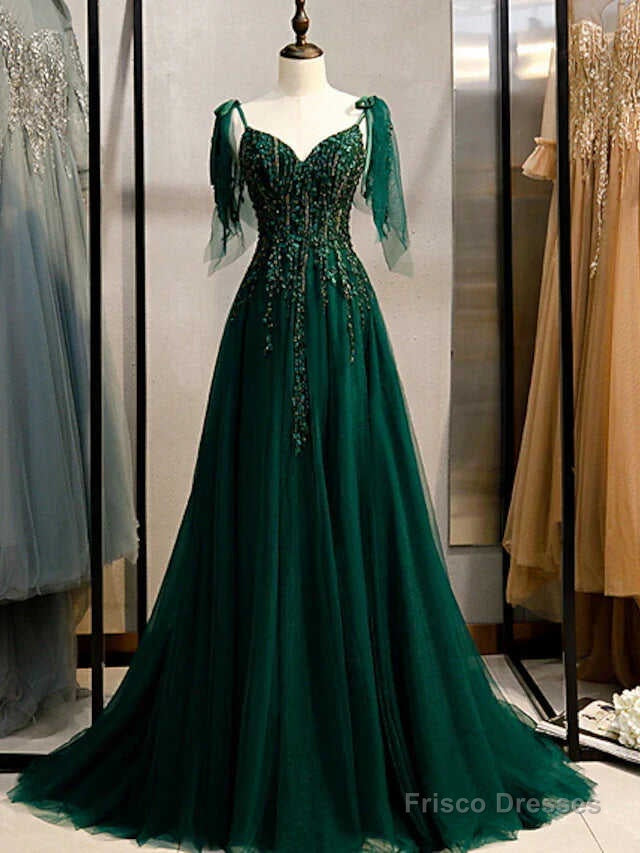 A-Line Party Dress Elegant Engagement Formal Evening Birthday Dress Spaghetti Strap Sleeveless Sweep Main image