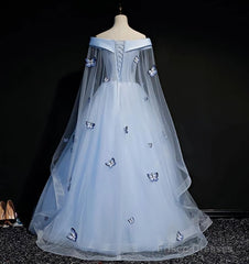 Beautiful Light Blue Ball Gown Lace Up Party Dress, Blue Prom Dress 2025