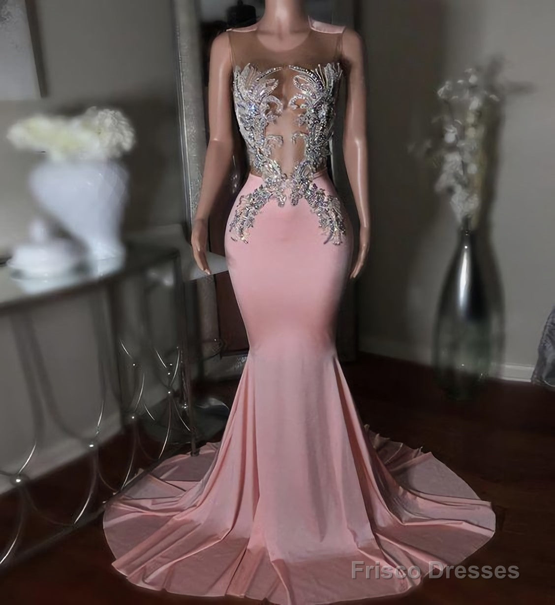 Pink Long Prom Dress, Mermaid Evening Dress Main image