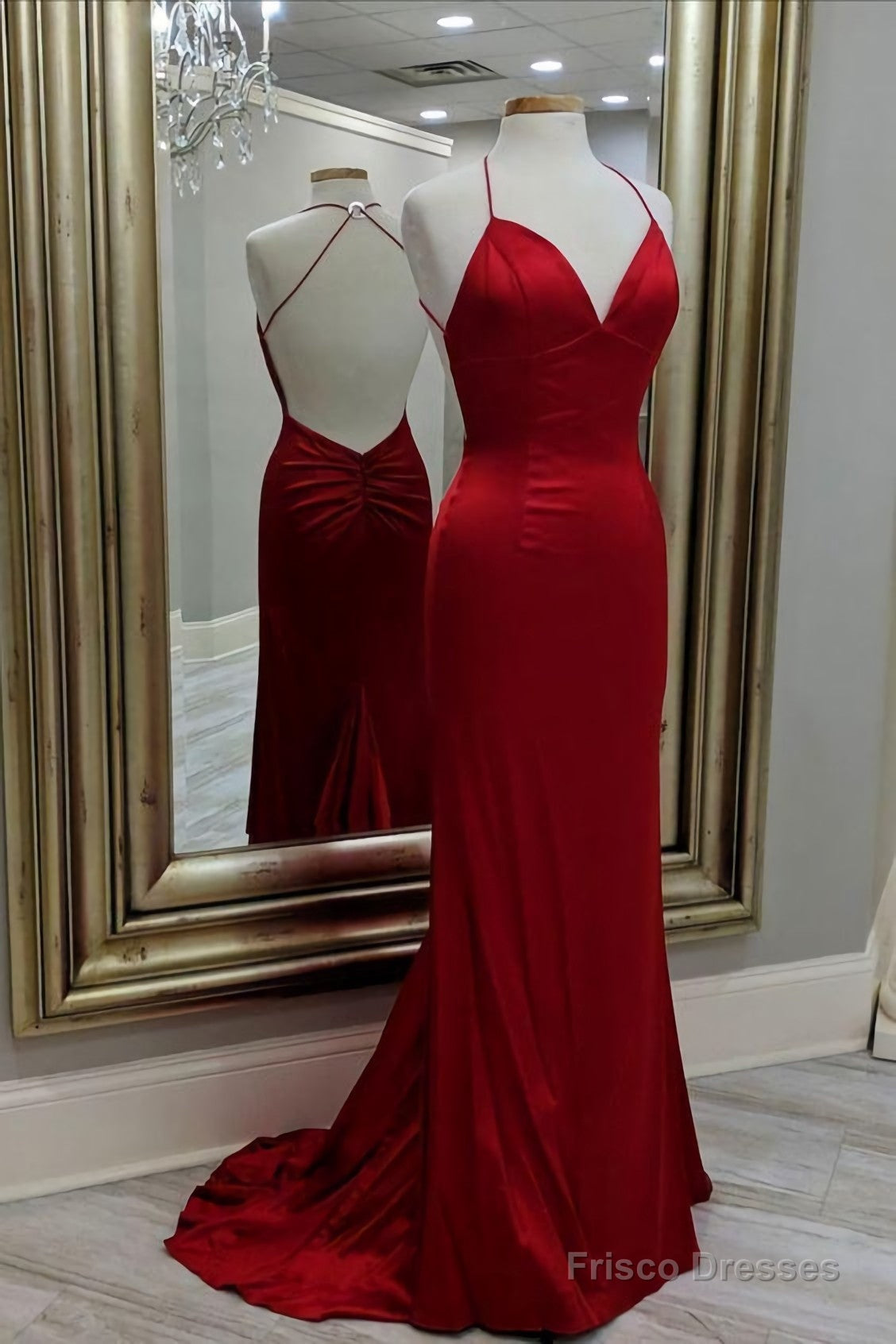 Mermaid Red Long Evening Dress, Formal Dress, With Open Back Prom Dress Main image