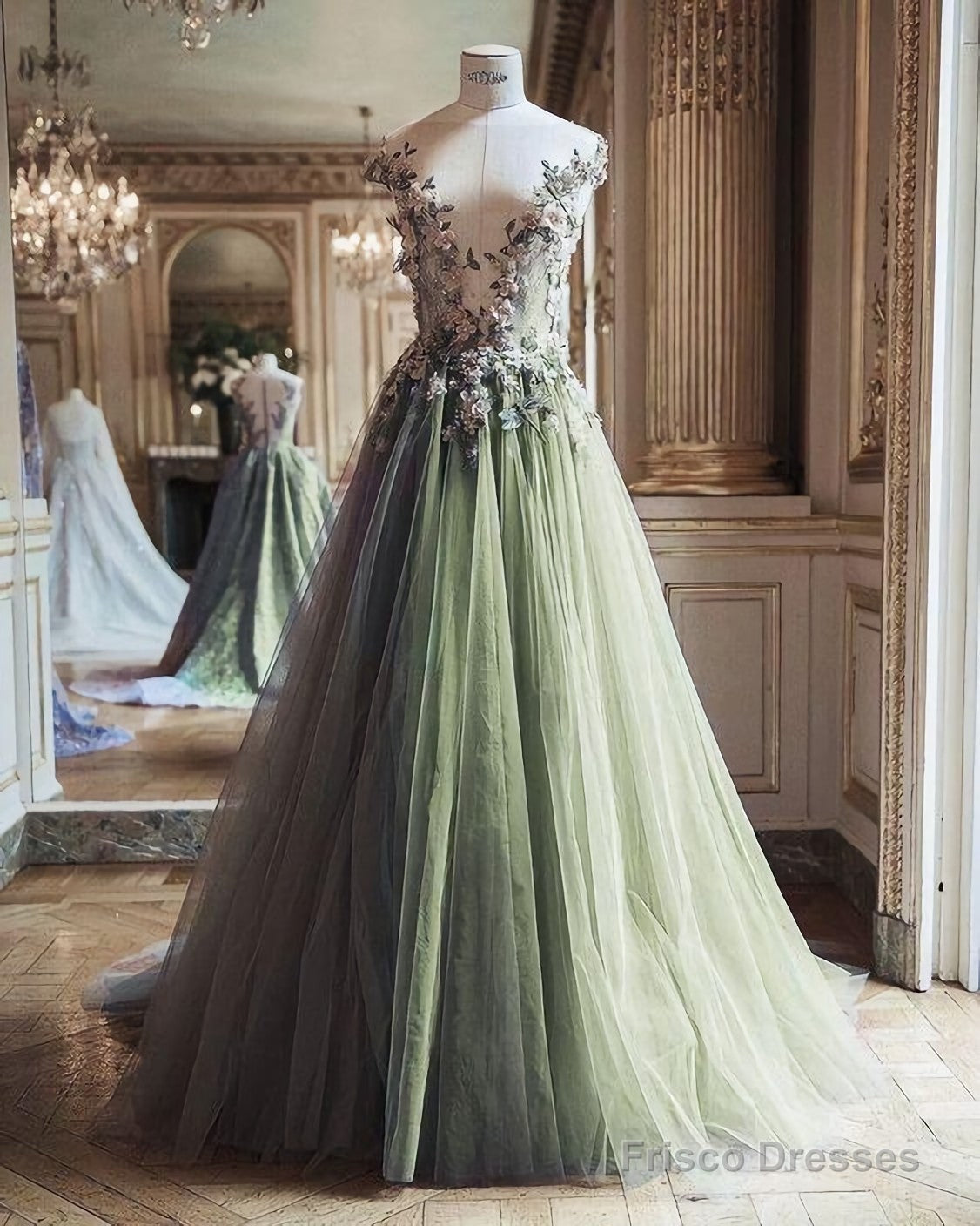 Green Tulle Long Formal Dress, Party Dress, Prom Dress Main image