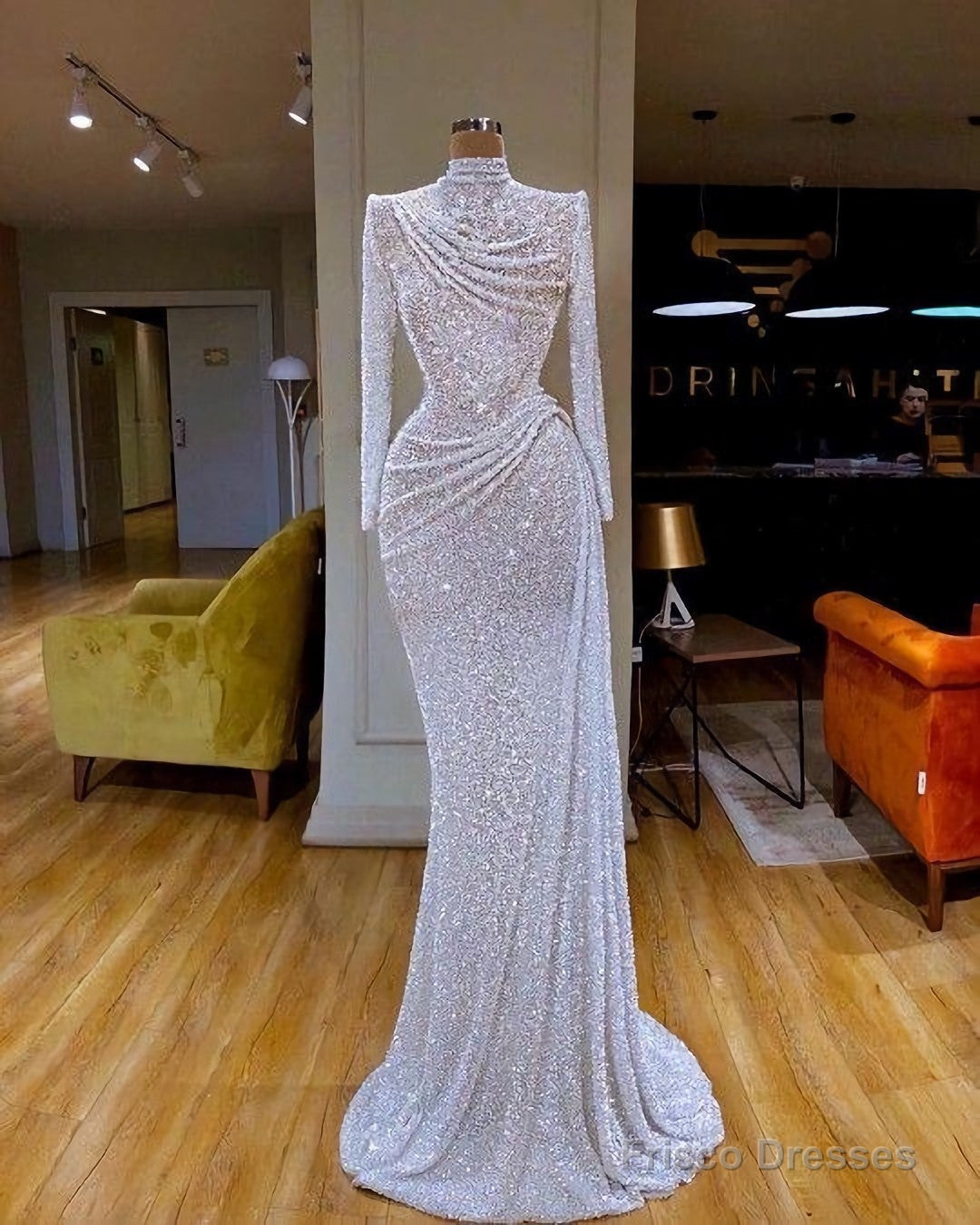 White Sequin Pageant Prom Dress, Evening Gown Main image