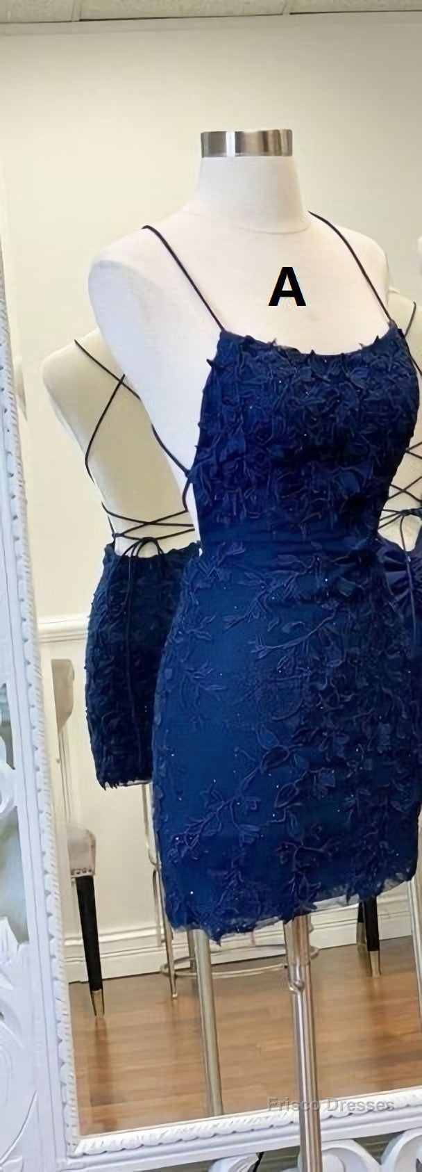 Sexy Straps Sheath Short Homecoming Dress, Lace Backless Secondary image