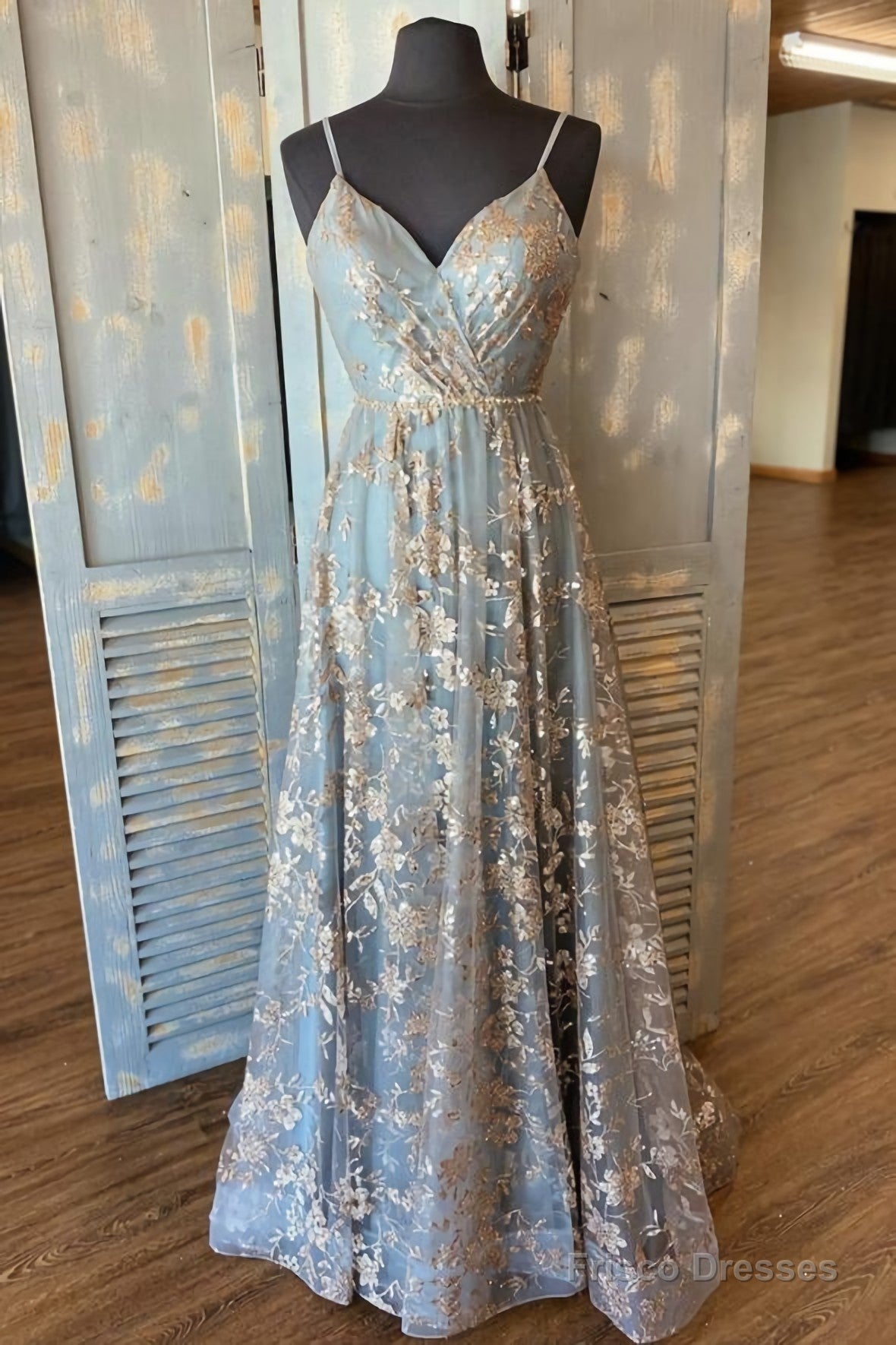 Cute Tulle Sequins Long A Line Prom Dress, Evening Dress Main image