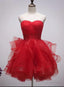 Beautiful Red Tulle Short Sweetheart Homecoming Dress, Lace Up Teen Party Dress, Tea Formal Dress