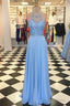 Gorgeous Prom Dress, Blue Chiffon Prom Dress, Long Prom Dress