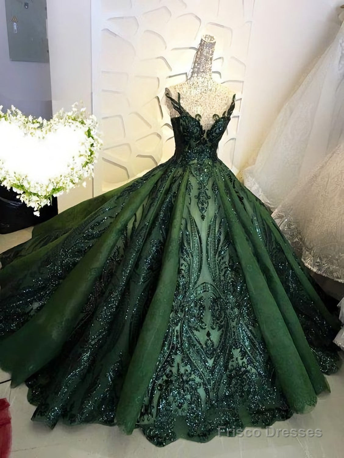Sequin Sparkly Off The Shoulder Ball Gown Wedding Prom Dress Main image