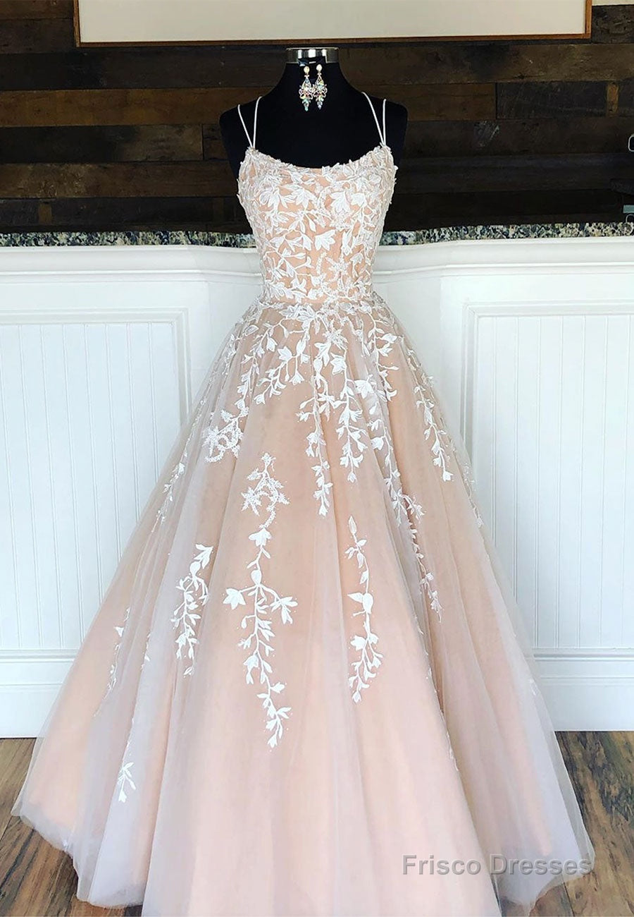 A-Line Long Lace Prom Dress, Cute Lace-Up Evening Dress Secondary image