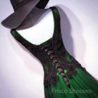 Chaming Black And Green Tulle V-Neckline Long Party Dress, Beautiful V-Neckline Formal Prom Dress