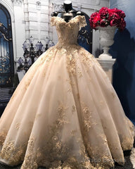 Champagne Ball Gown Prom Dress Quinceanera Dresses