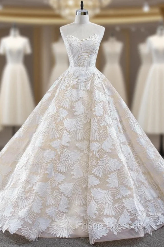 Champagne Ball Gown Tulle Flower Sweetheart Formal Prom Dress Main image