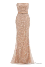 Champagne Beading Prom Dresses Sweep Train High Neck Zipper Sleeveless Fromal Dresses