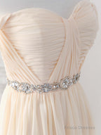 Champagne Chiffon Off Shoulder Long Prom Dress Bridesmaid Dress