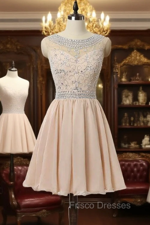 Champagne Homecoming Dress A-line Cap Sleeves Chiffon Main image