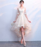 Champagne Lace High Low Homecoming Dress