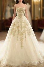 Champagne Lace Long Wedding Dress, Champagne Bridal Dress, Champagne Lace Wedding Formal Prom Gown