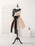 Champagne Lace Short Prom Dress, Champagne Homecoming Dress