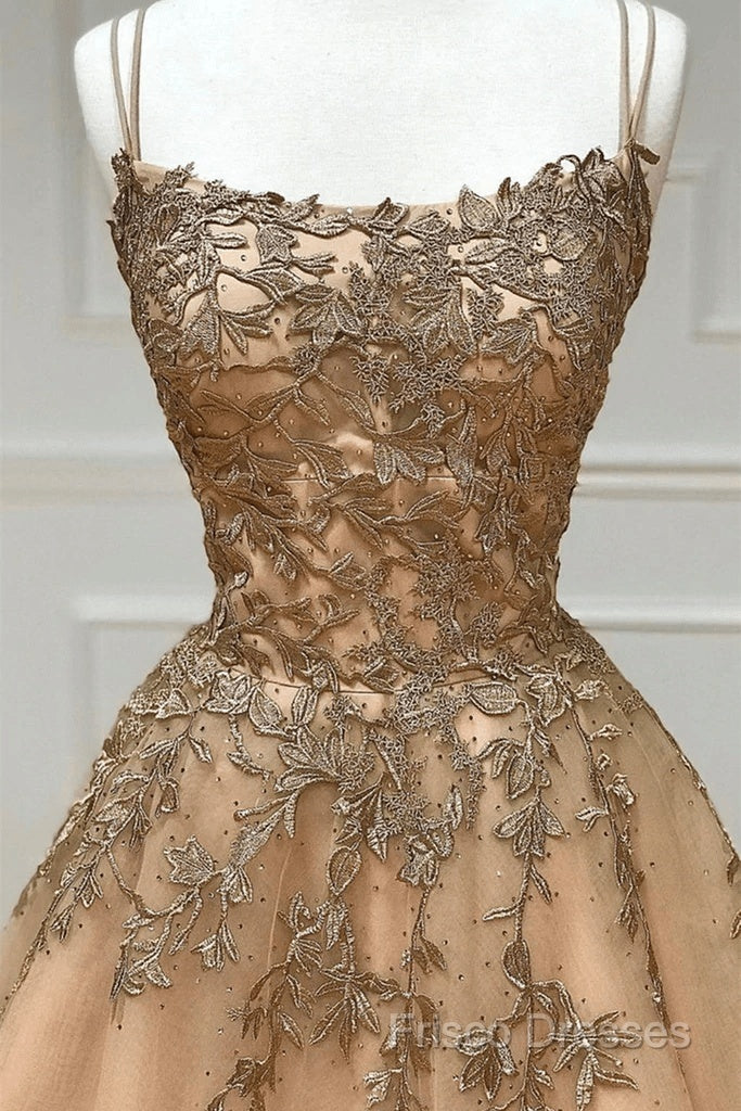 Champagne Lace Tulle Long Formal Prom Dress Formal Dress Ball Gown Secondary image