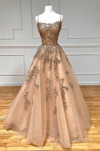 Champagne Lace Tulle Long Formal Prom Dress Formal Dress Ball Gown