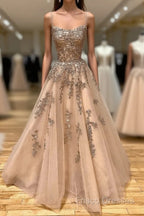 Champagne Lace Tulle Long Formal Prom Dress Formal Dress Ball Gown