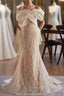 Champagne Mermaid Lace Satin Wedding Dress
