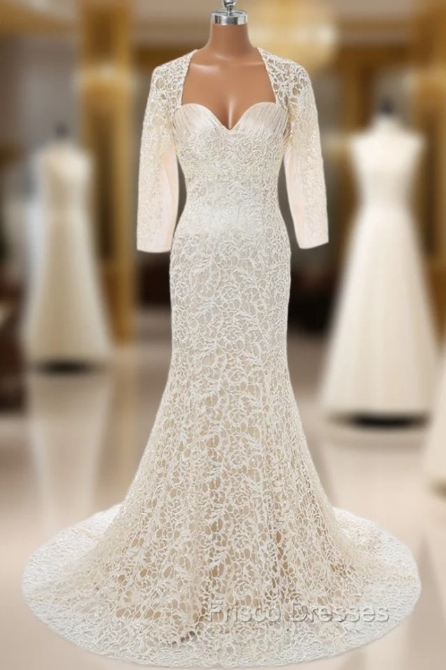 Champagne Mermaid Long Sleeves Mother Of The Bride Dress