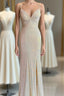 Champagne Mermaid Sequins Spaghetti Straps Formal Prom Dress