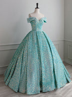 Champagne Off Shoulder Sequin Long Formal Prom Dress, Champagne Formal Dress