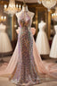 Champagne Pink Mermaid Sequins Beading Formal Prom Dress