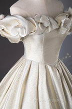 Champagne Satin Long Formal Prom Dress, Beautiful A-Line Evening Party Dress