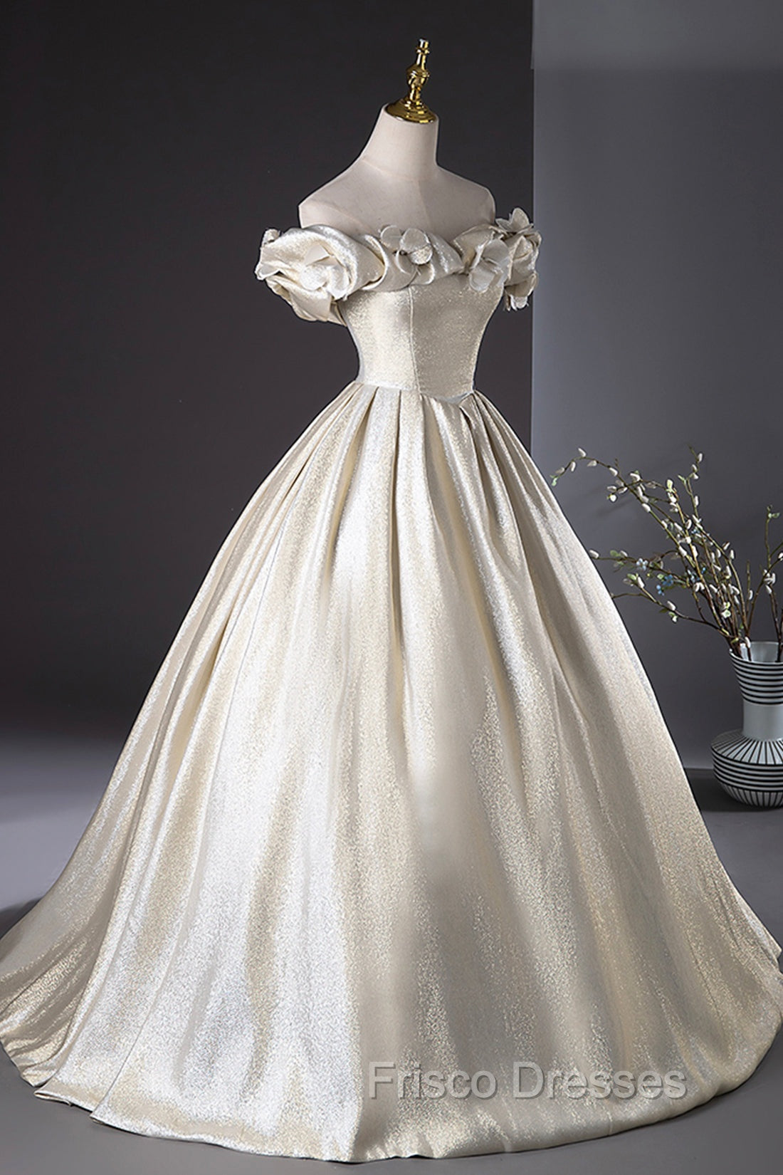 Champagne Satin Long Formal Prom Dress, Beautiful A-Line Evening Party Dress