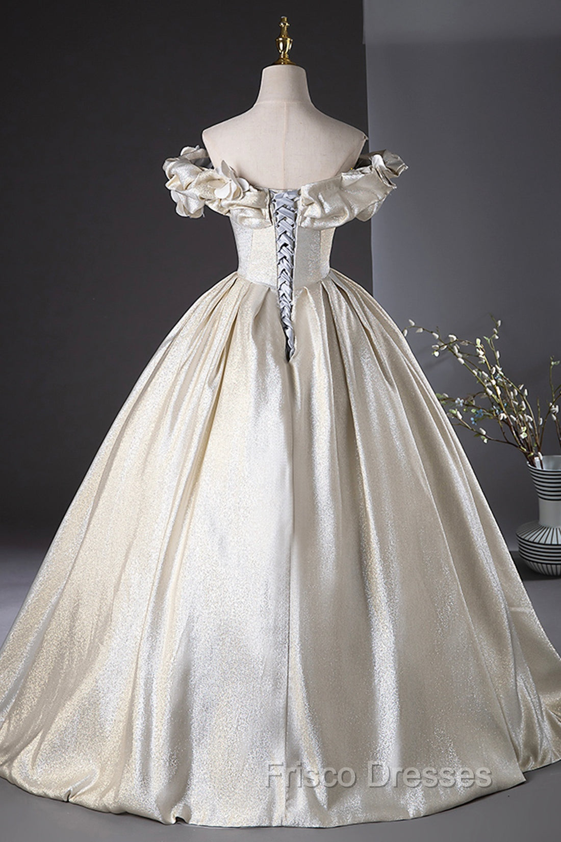 Champagne Satin Long Formal Prom Dress, Beautiful A-Line Evening Party Dress